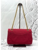 CHANEL SMALL CLASSIC DOUBLE FLAP SHOULDER BAG IN RED JERSEY