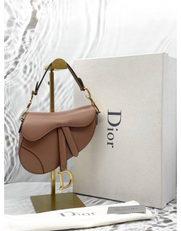 (LIKE NEW) CHRISTIAN DIOR MINI SADDLE IN TAUPE CALFSKIN LEATHER -FULL SET-