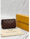 LOUIS VUITTON MINI POCHETTE ACCESSOIRES IN BROWN DAMIER EBENE CANVAS -FULL SET-