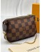 LOUIS VUITTON MINI POCHETTE ACCESSOIRES IN BROWN DAMIER EBENE CANVAS -FULL SET-