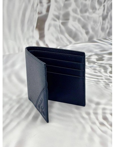 PRADA BIFOLD WALLET IN BLUE MICRO GRAIN LEATHER
