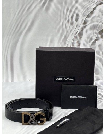DOLCE & GABBANA BELT SIZE 100CM IN BLACK LEATHER -FULL SET-