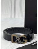 DOLCE & GABBANA BELT SIZE 100CM IN BLACK LEATHER -FULL SET-