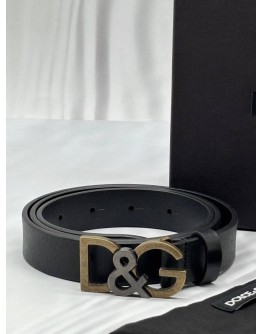 DOLCE & GABBANA BELT SIZE 100CM IN BLACK LEATHER -FULL SET-