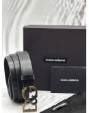 DOLCE & GABBANA BELT SIZE 100CM IN BLACK LEATHER -FULL SET-