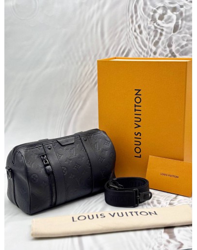 LOUIS VUITTON CITY KEEPALL 25 IN BLACK MONOGRAM SHADOW CALF LEATHER -FULL SET-