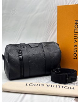 LOUIS VUITTON CITY KEEPALL 25 IN BLACK MONOGRAM SHADOW CALF LEATHER -FULL SET-