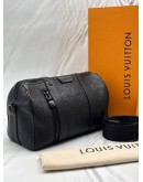 LOUIS VUITTON CITY KEEPALL 25 IN BLACK MONOGRAM SHADOW CALF LEATHER -FULL SET-