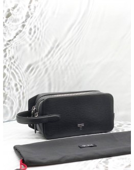 TUMI TURIN STEPHANO CLUTCH IN BLACK LEATHER 