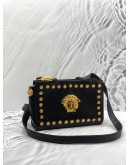 GIANNI VERSACE MEDUSA STUDDED SHOULDER BAG IN BLACK LEATHER