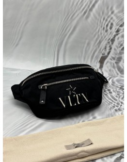VALENTINO GARAVANI VLTN STAR BELT BAG IN BLACK NYLON