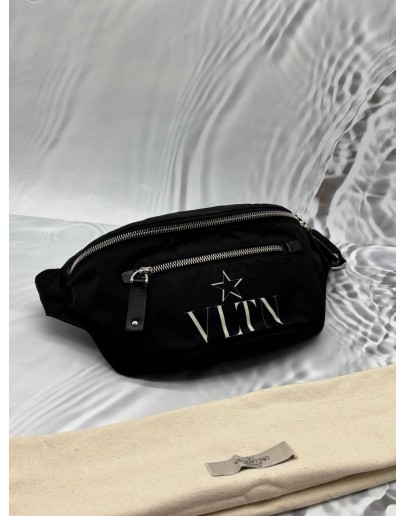 VALENTINO GARAVANI VLTN STAR BELT BAG IN BLACK NYLON