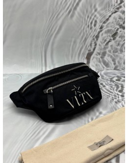 VALENTINO GARAVANI VLTN STAR BELT BAG IN BLACK NYLON
