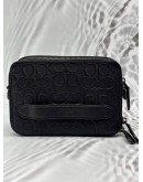COACH CHARTER CROSSBODY BAG IN BLACK CC SIGNATURE EMBOSSED LEATHER