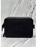 COACH CHARTER CROSSBODY BAG IN BLACK CC SIGNATURE EMBOSSED LEATHER