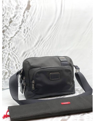 TUMI ALPHA BRAVO HESTER CROSSBODY IN BLACK NYLON WITH LEATHER
