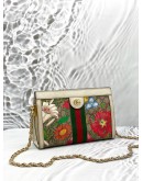 GUCCI OPHIDIA FLORA SMALL CHAIN BAG IN MULTICOLOR GG SUPREME CANVAS WITH LEATHER