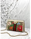 GUCCI OPHIDIA FLORA SMALL CHAIN BAG IN MULTICOLOR GG SUPREME CANVAS WITH LEATHER