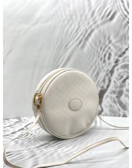 GUCCI ROUND CROSSBODY BAG IN WHITE MICRO GG CANTEEN LEATHER 