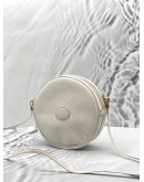 GUCCI ROUND CROSSBODY BAG IN WHITE MICRO GG CANTEEN LEATHER 