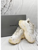 BALENCIAGA TRIPLE S ALL OVER LOGO SNEAKERS SIZE 36 IN WHITE WITH BLACK -FULL SET-