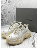 BALENCIAGA TRIPLE S ALL OVER LOGO SNEAKERS SIZE 36 IN WHITE WITH BLACK -FULL SET-