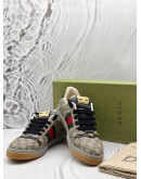 (LIKE NEW) GUCCI SCREENER LOW TOP SNEAKERS SIZE 9 IN BEIGE -FULL SET- 