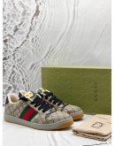(LIKE NEW) GUCCI SCREENER LOW TOP SNEAKERS SIZE 9 IN BEIGE -FULL SET- 