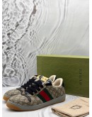 (LIKE NEW) GUCCI SCREENER LOW TOP SNEAKERS SIZE 9 IN BEIGE -FULL SET- 
