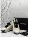 (LIKE NEW) CHANEL CC LOGO SNEAKERS SIZE 40.5 IN IVORY WITH BLACK -FULL SET- 