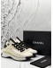 (LIKE NEW) CHANEL CC LOGO SNEAKERS SIZE 40.5 IN IVORY WITH BLACK -FULL SET- 