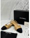 CHANEL SLINGBACK FLATS SIZE 39 IN BEIGE WITH BLACK -FULL SET-