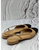 CHANEL SLINGBACK FLATS SIZE 39 IN BEIGE WITH BLACK -FULL SET-