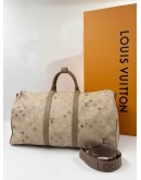LOUIS VUITTON KEEPALL BANDOULIERE 50 IN SAND BEIGE MONOGRAM SURPLUS CANVAS
