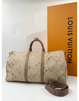 LOUIS VUITTON KEEPALL BANDOULIERE 50 IN SAND BEIGE MONOGRAM SURPLUS CANVAS