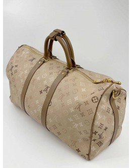 LOUIS VUITTON KEEPALL BANDOULIERE 50 IN SAND BEIGE MONOGRAM SURPLUS CANVAS