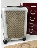 GUCCI PORTER CABIN PLUS TROLLEY LUGGAGE IN SILVER ALUMINUM WITH BEIGE AND EBONY GG SUPREME CANVAS -FULL SET-