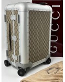 GUCCI PORTER CABIN PLUS TROLLEY LUGGAGE IN SILVER ALUMINUM WITH BEIGE AND EBONY GG SUPREME CANVAS -FULL SET-