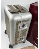 GUCCI PORTER CABIN PLUS TROLLEY LUGGAGE IN SILVER ALUMINUM WITH BEIGE AND EBONY GG SUPREME CANVAS -FULL SET-