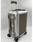 GUCCI PORTER CABIN PLUS TROLLEY LUGGAGE IN SILVER ALUMINUM WITH BEIGE AND EBONY GG SUPREME CANVAS -FULL SET-