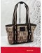 BALLY TOTE BAG IN BEIGE CANVAS WITH BLACK LEATHER