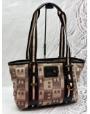 BALLY TOTE BAG IN BEIGE CANVAS WITH BLACK LEATHER