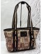 BALLY TOTE BAG IN BEIGE CANVAS WITH BLACK LEATHER