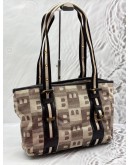 BALLY TOTE BAG IN BEIGE CANVAS WITH BLACK LEATHER
