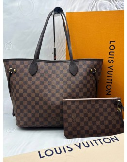 LOUIS VUITTON NEVERFULL MM IN BROWN DAMIER EBENE CANVAS -FULL SET-