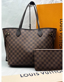 LOUIS VUITTON NEVERFULL MM IN BROWN DAMIER EBENE CANVAS -FULL SET-