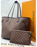 LOUIS VUITTON NEVERFULL MM IN BROWN DAMIER EBENE CANVAS -FULL SET-
