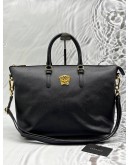VERSACE LA MEDUSA TOTE BAG IN BLACK LEATHER