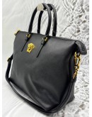 VERSACE LA MEDUSA TOTE BAG IN BLACK LEATHER