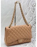 CHANEL JUMBO CLASSIC FLAP SHOULDER BAG IN CARAMEL LAMBSKIN LEATHER